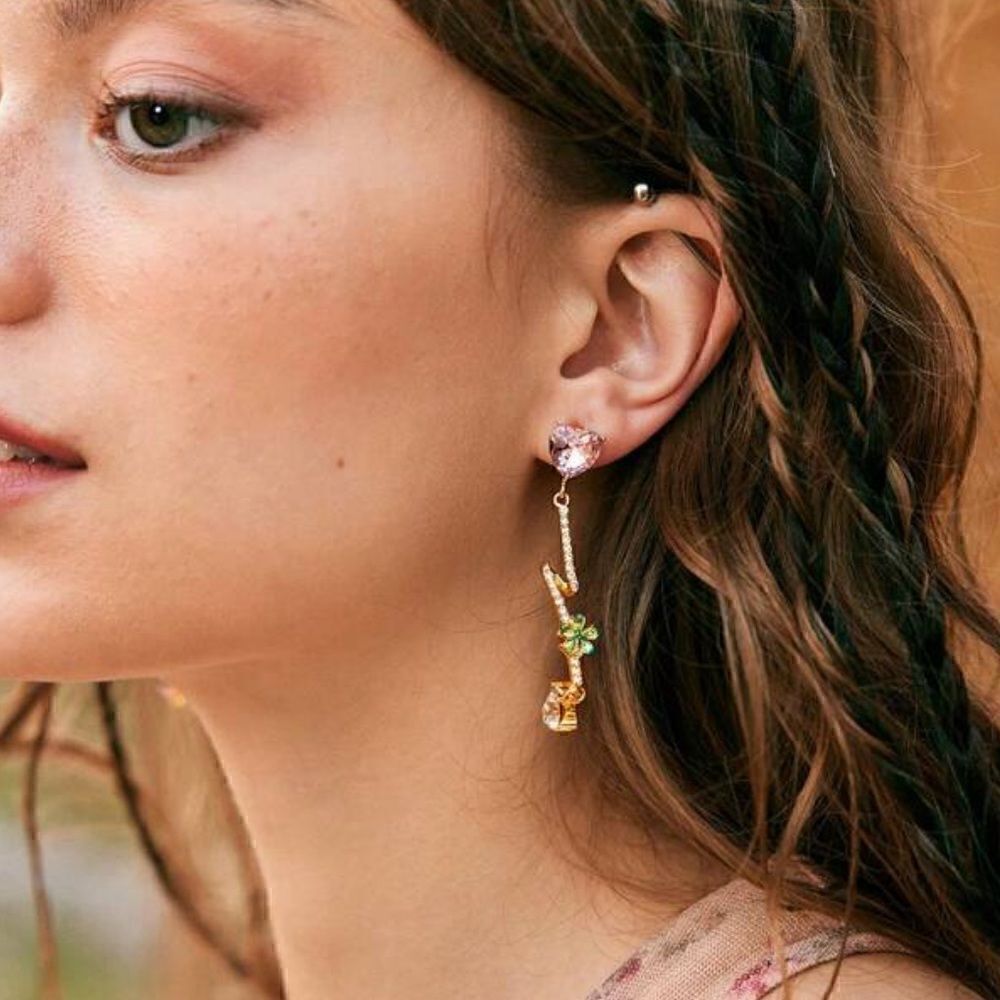 Gemstone dangle earrings #817